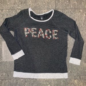 Style and Co. Christmas Sweater Beaded Peace